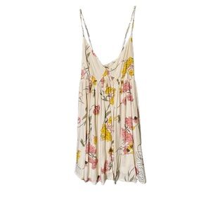 Audrey 3+1 Spring Floral Spaghetti Strap Beige Dress Size Medium